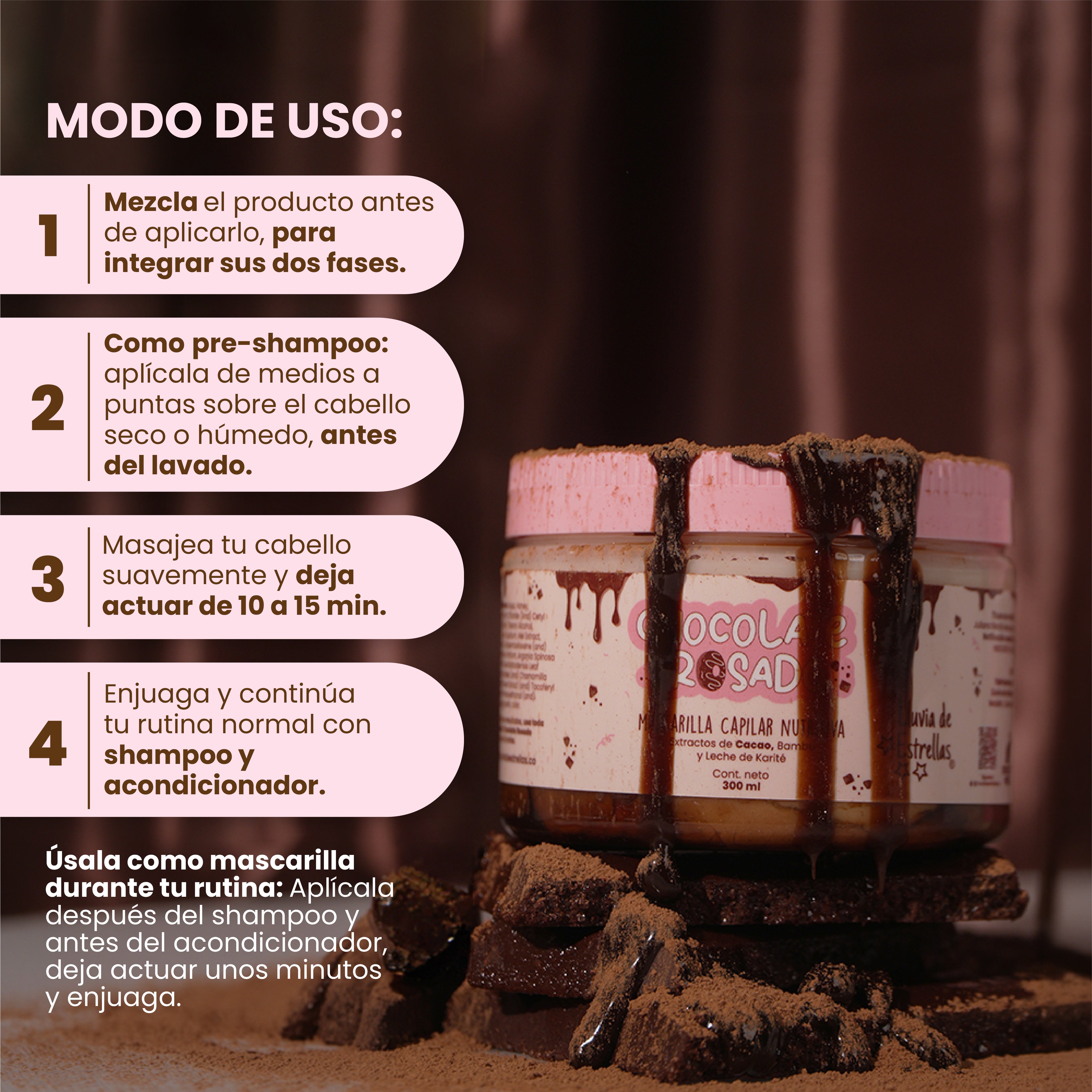 MASCARILLA CAPILAR CHOCOLATE ROSADO